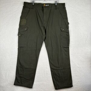 Carhartt Pants Mens 42x30 Green Cargo Ripstop Utility Pockets Workwear B342 MOS